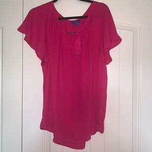 Hot Pink flowing shirt with collar accent